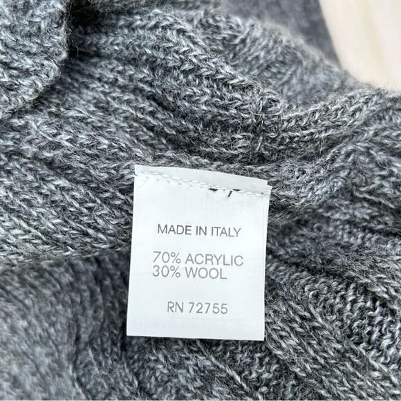 Elisabetta Collection Size M Gray Wool Blend Open Cardigan Sweater Ruffle - Picture 9 of 15